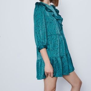Zara Animal Print Ruffle Dress